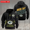 Green Bay Packers Custom Name Quarter Zip Hoodie Football Fan Gift