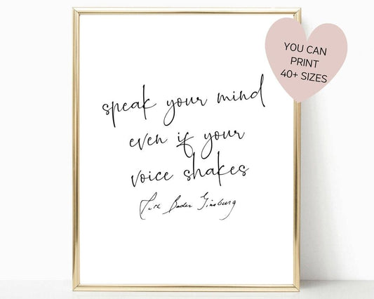 Ruth Bader Ginsburg Quote, Office Wall Art, RBG, Home Office Decor, Feminist Wall Art, Inspirational Wall Art, Motivational Wall Decor