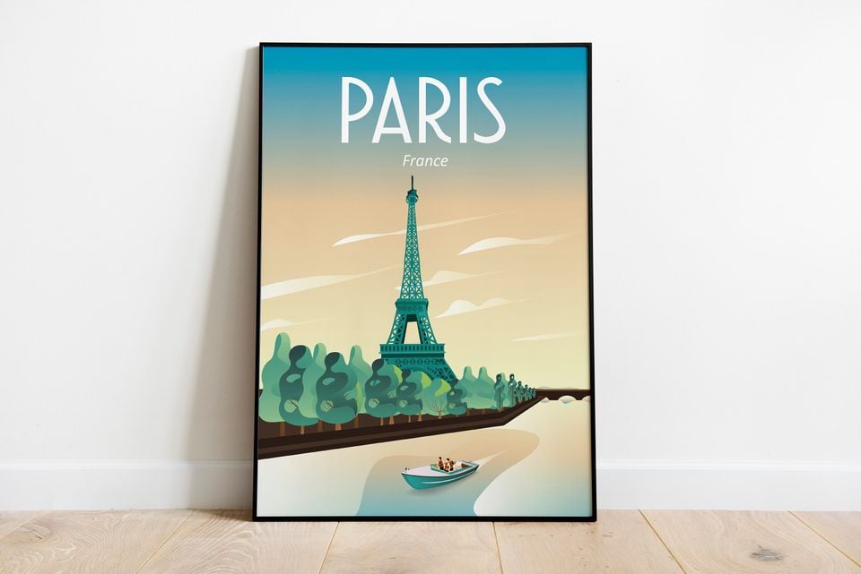 Paris Print - France Poster | Travel Poster Paris Travel Poster, Eiffel Tower Travel Poster, France  Digital Download 16x20 inches