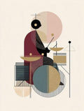 Geometric Jazz Drummer Poster, Modernist Wall Art