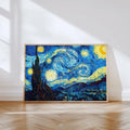 Dreamy Starry Night Art Painting Print  Celestial Wall Decor Poster in Moody Blues, Night Sky Wall Decor, Landscape Print