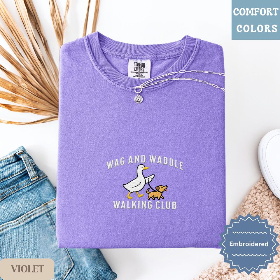 Funny Goose Shirt, Comfort Colors Pet Lover Tee, Quirky Embroidered Dog Mom Gift, Silly Dog Tee, Silly Goose Animal Lover Shirt, Silly Gift