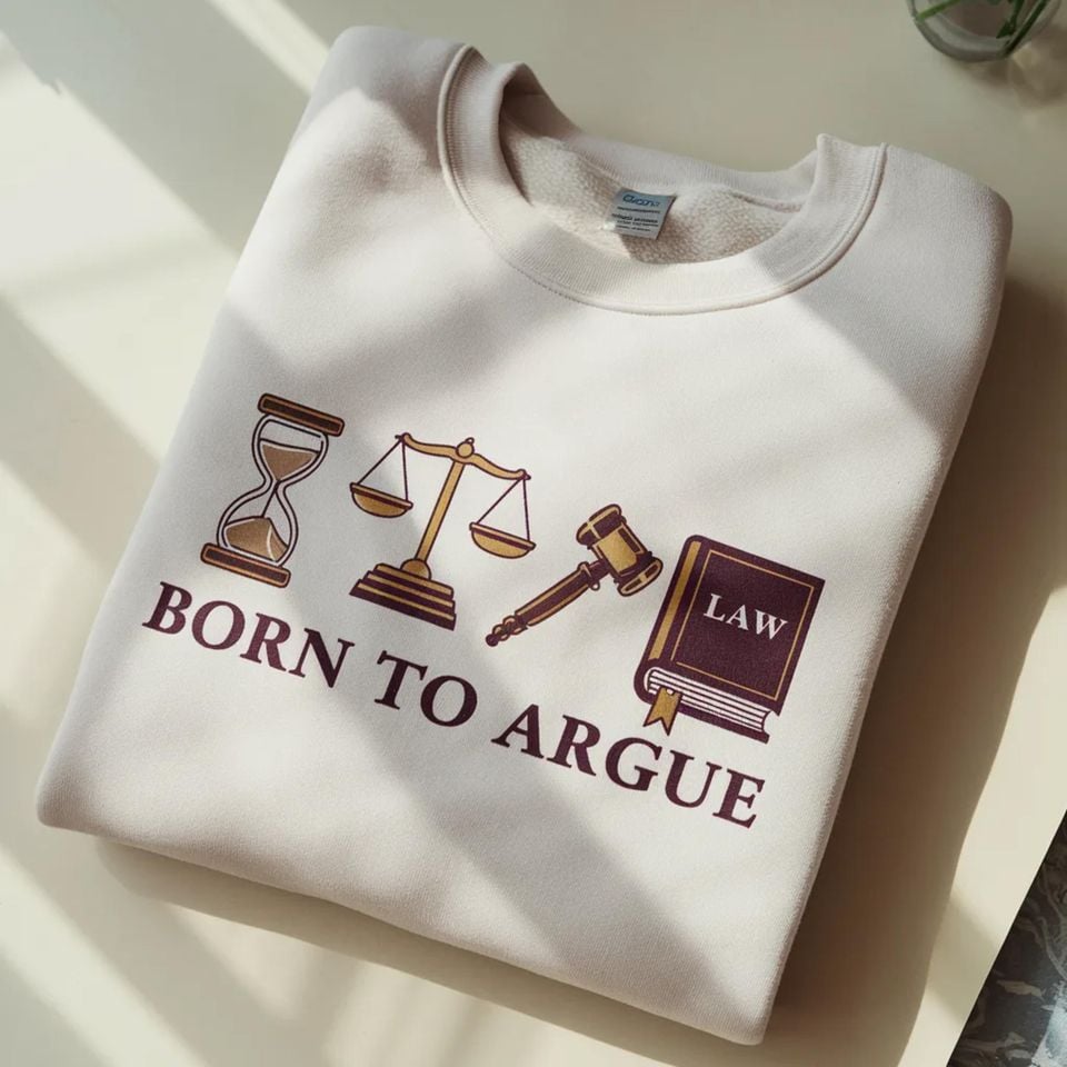 Embroidered Born to Argue Sweatshirt, Lawyer Gift Crewneck, Law Student Sweatshirt, Legal Humor Pullover, Attorney Gift Idea