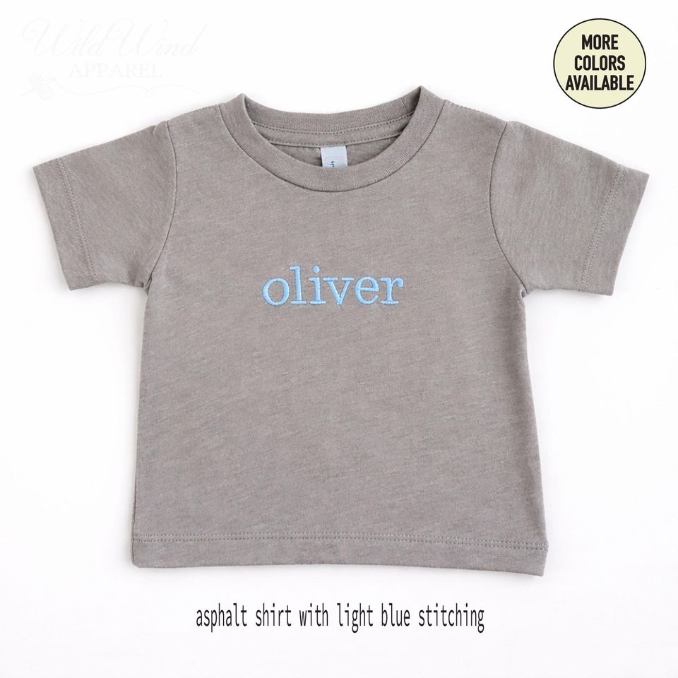 Embroidered Custom Name Baby Tee, Personalized Toddler Shirt