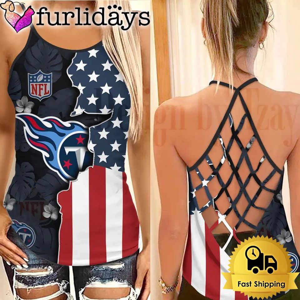 Tennessee American Flag Criss Cross Tank Top