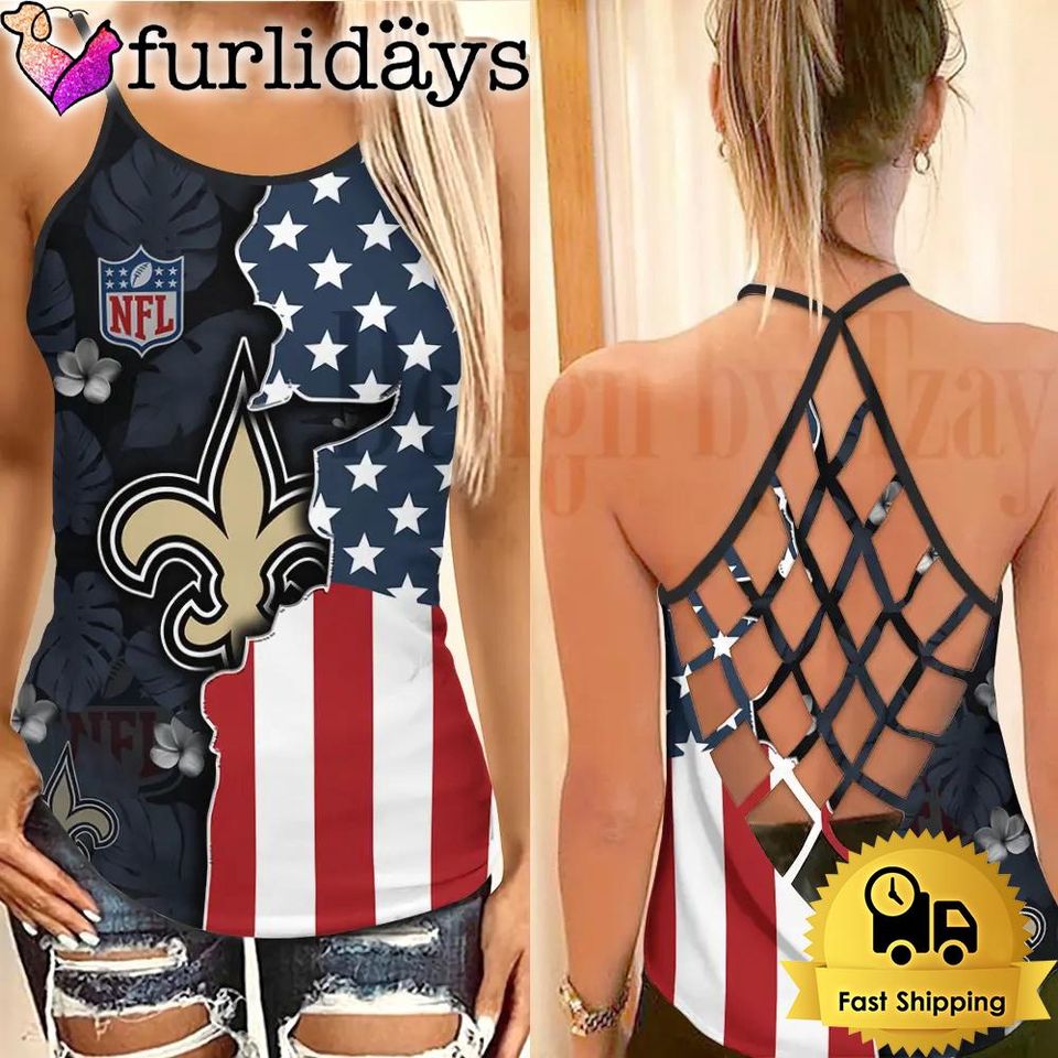 New Orleans Football Criss Cross Tank Top