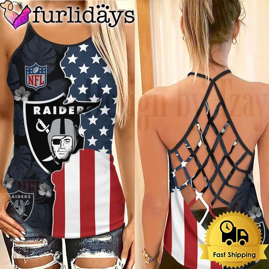 Las Vegas American Flag Criss Cross Tank Top