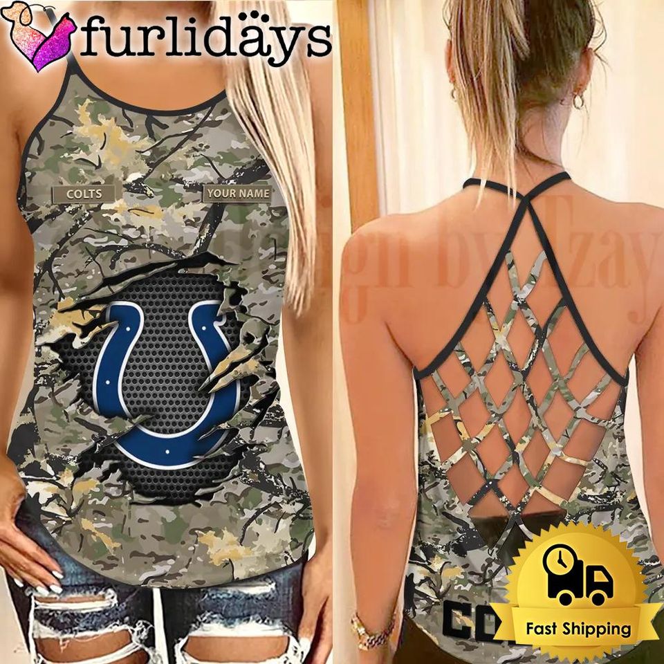 Indianapolis Women's Camo Criss Cross Tank Top