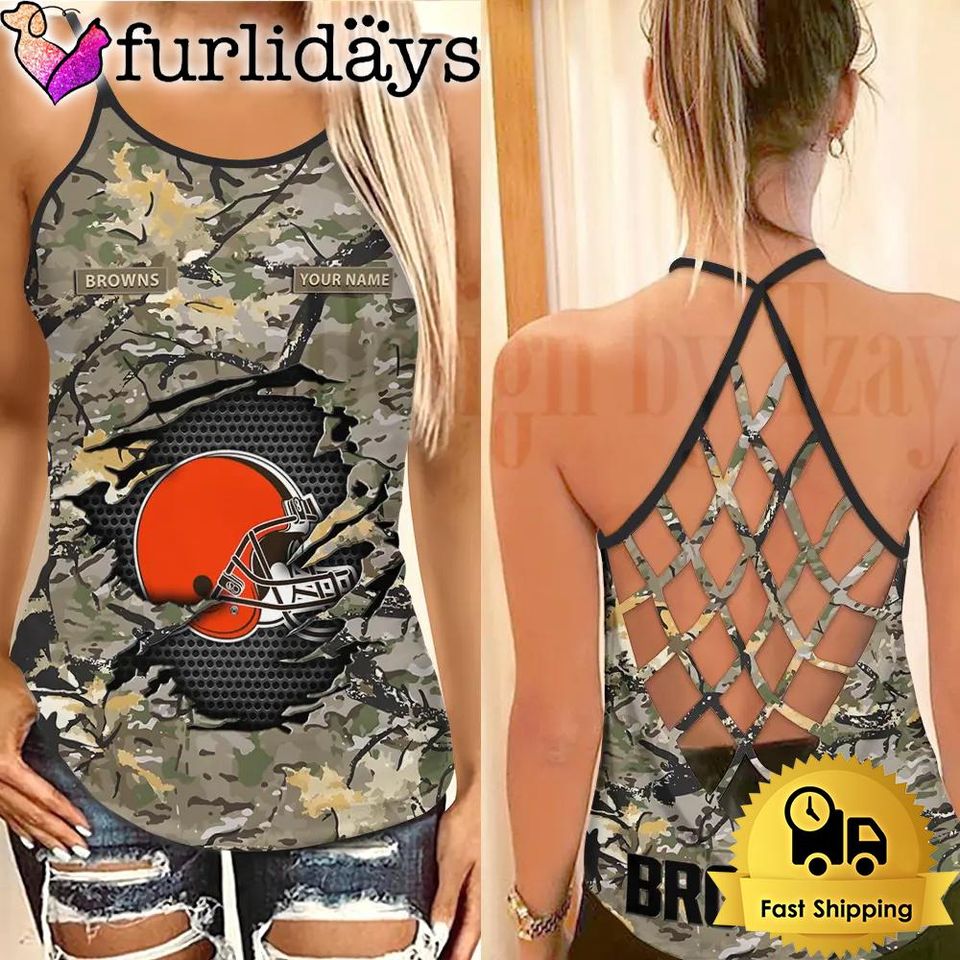 Browns Women's Camo Criss Cross Tank Top