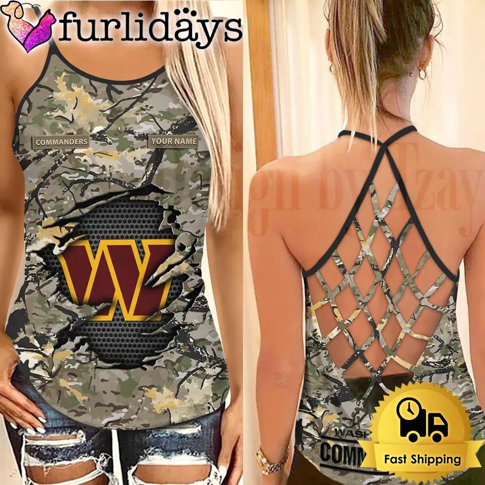 Washington Commanders Women's Camo Criss Cross Tank Top
