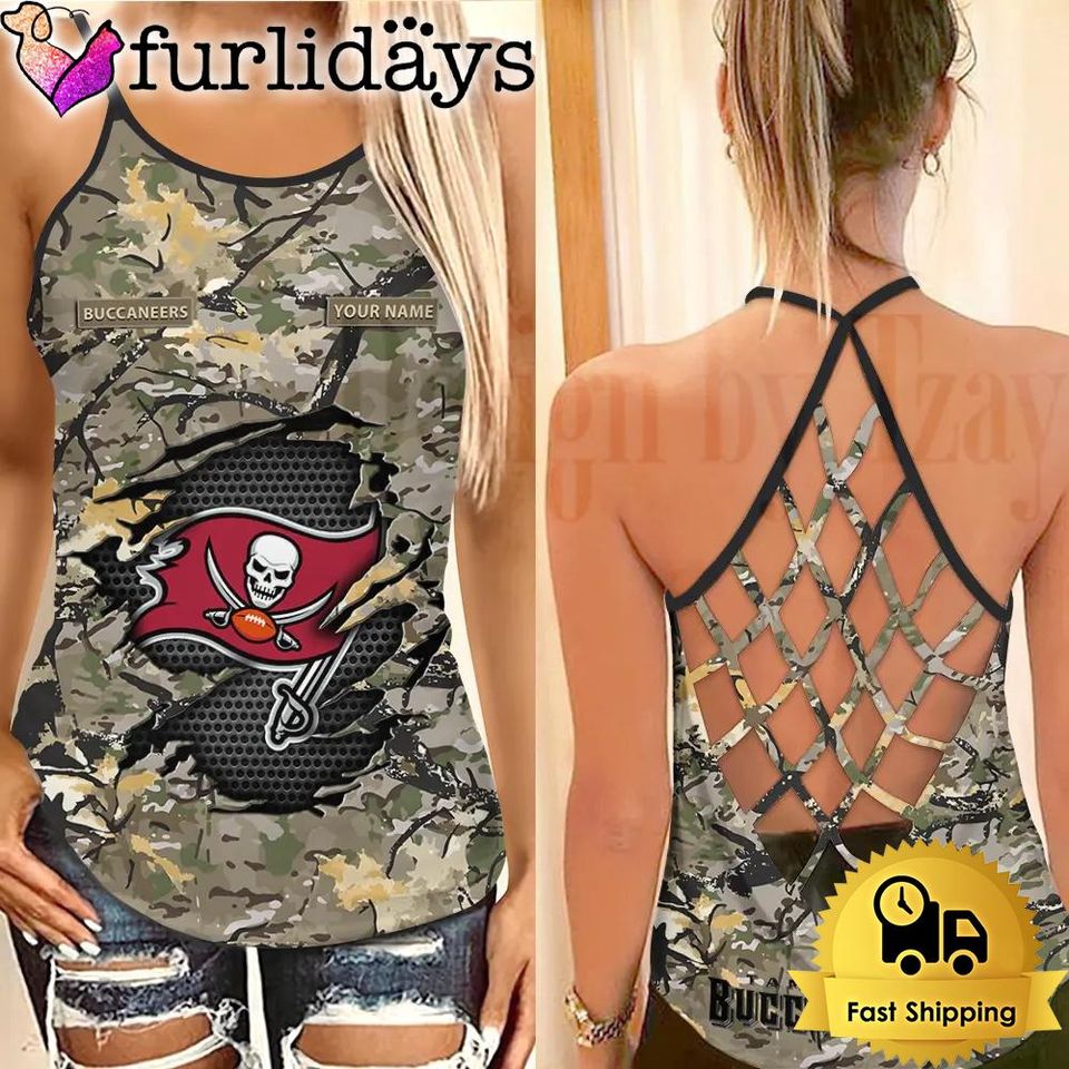 Tampa Bay Women's Camo Criss Cross Tank Top
