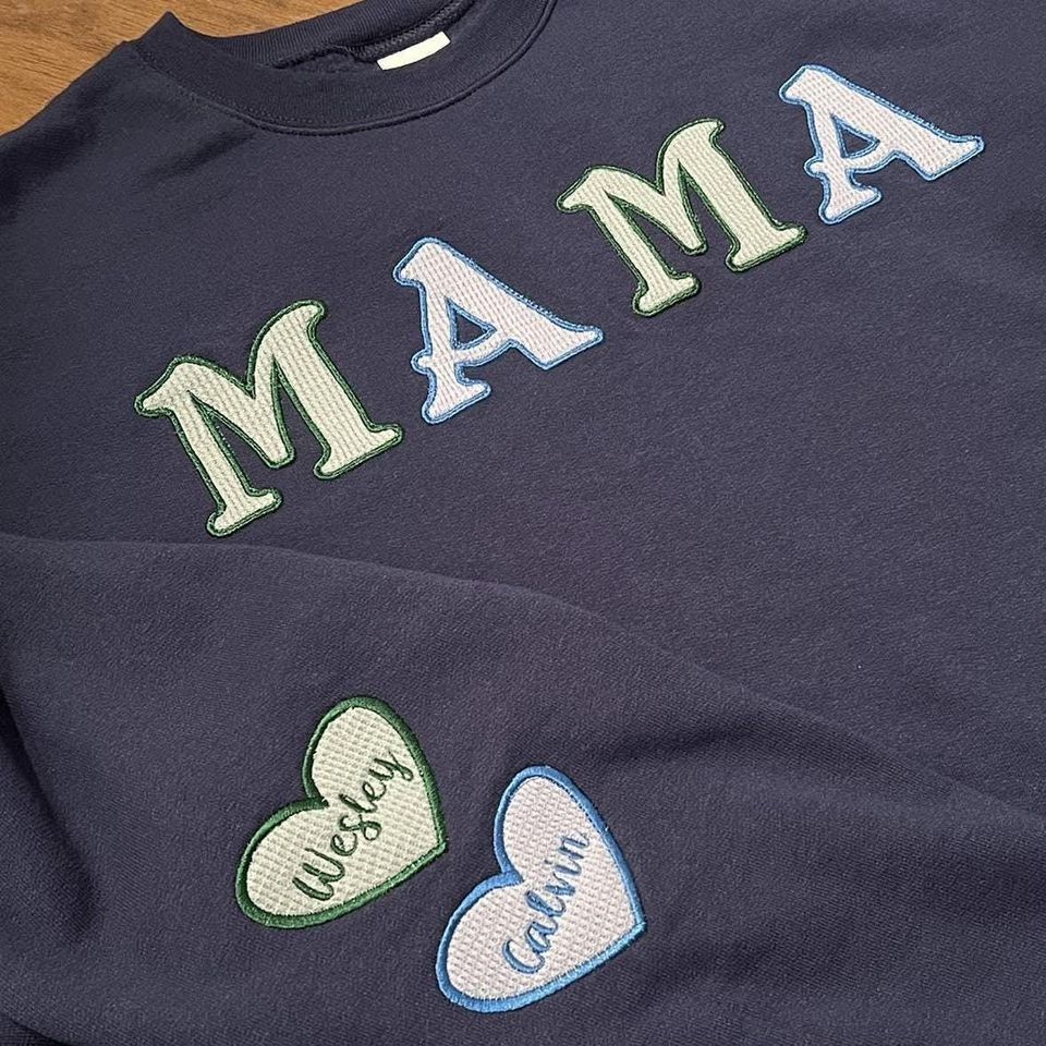 Embroidered Mama Sweatshirt: Personalized Grammy, Papa, & More