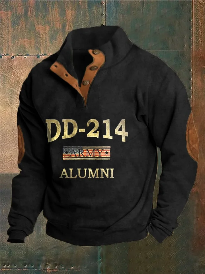 Men's Veteran Retro Stand Collar Sweatshirt