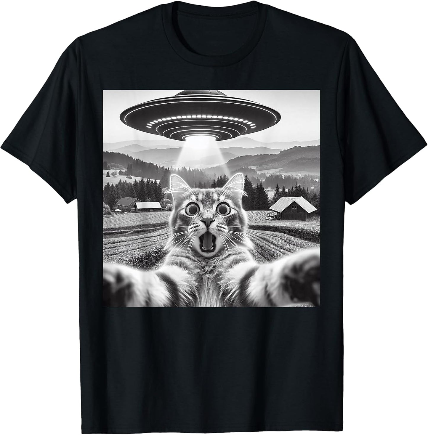 Funny Cat Alien Graphic Tees