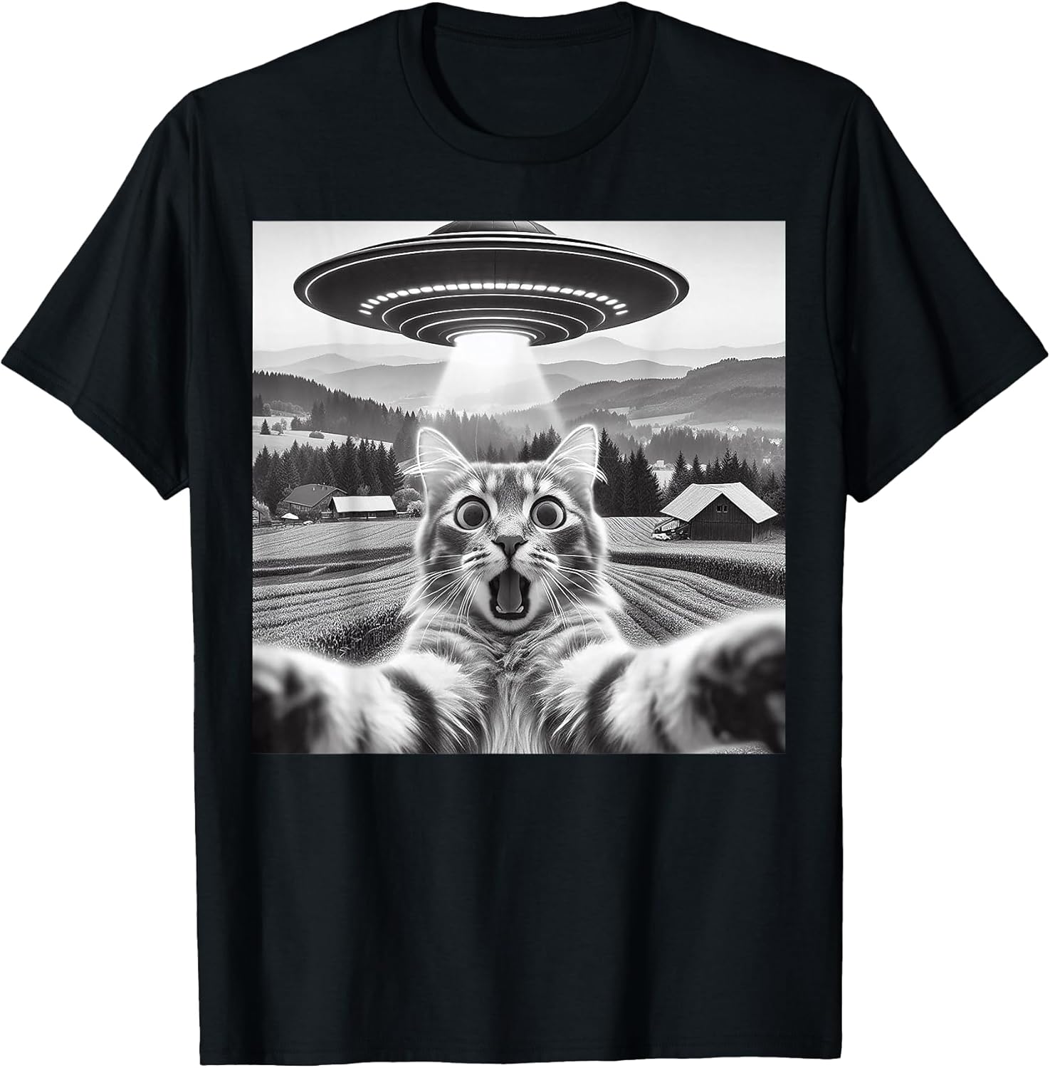 Funny Cat Alien Graphic Tees