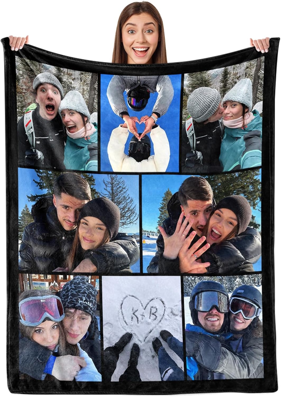 Ultragifta Custom Blanket with Picture Girlfriend Boyfriend Gifts Customized Fleece Photo Blanket Personalized Blankets for Couples Birthday Valentines Day Blankets Gifts for Husband Wife