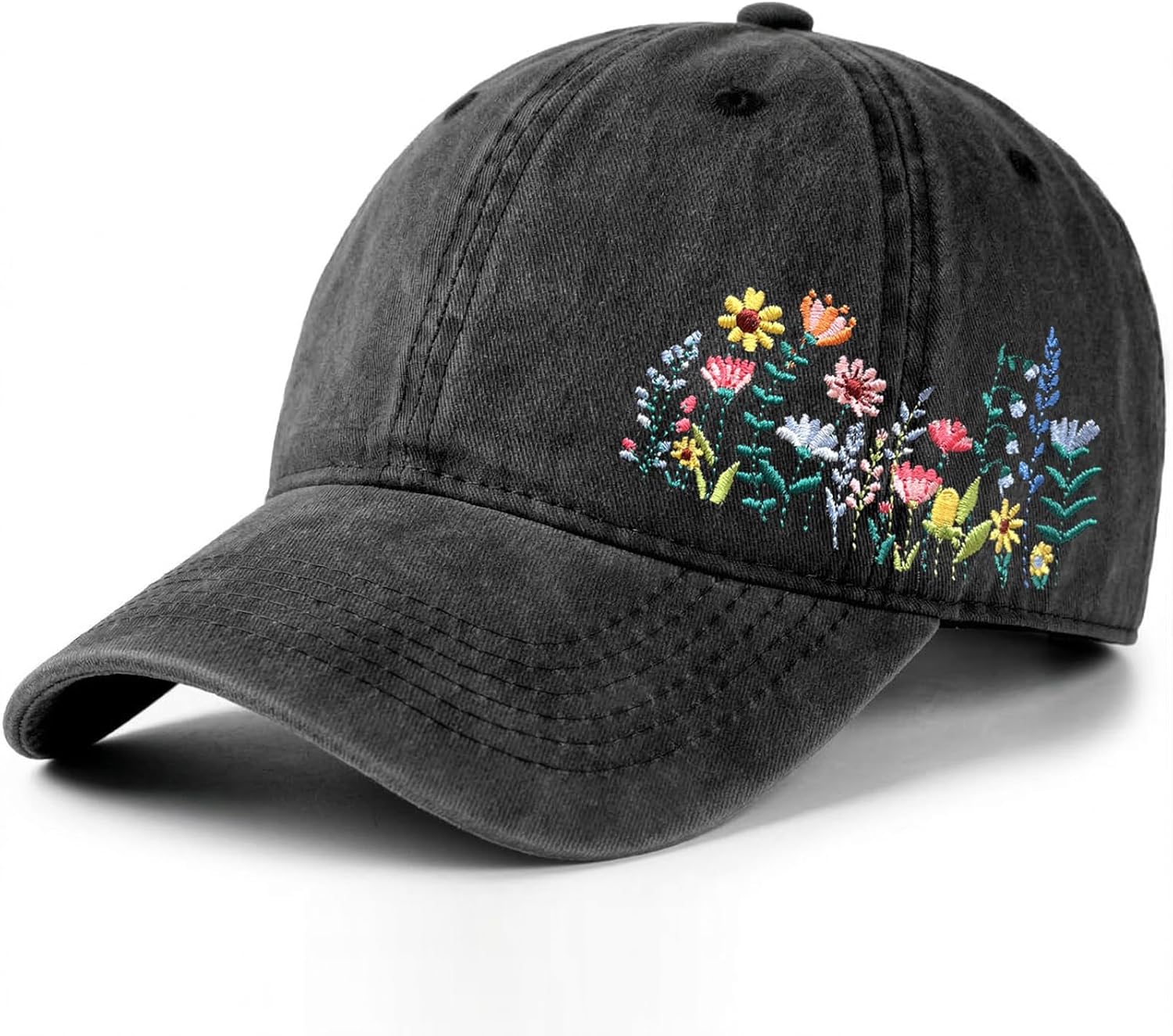 Elegant Floral Embroidered Baseball Cap for Women Men, Adjustable Trendy Soft Breathable Dad Hat, Gifts for Flower Lover