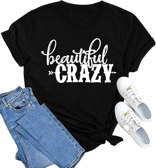 Beautiful Crazy Shirts Women Country Music Tshirt Funny Letter Printed Tee Casual Short Sleeve Tops