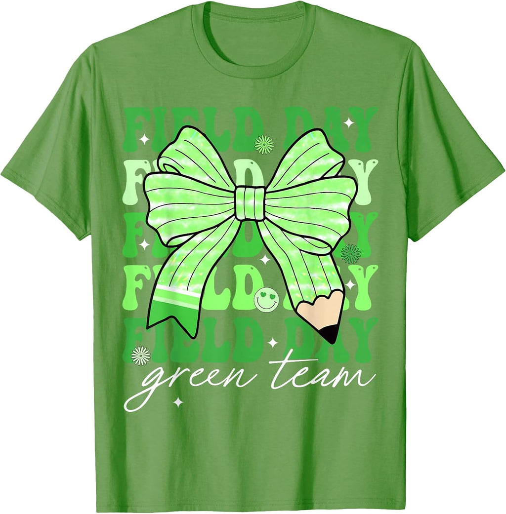 Field Day Teacher Student Kids Retro Field Day Green Team T-Shirt