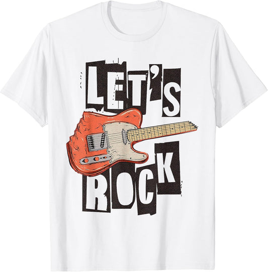 Let's Rock Electric Guitar Music Lover Band Guitarist Retro T-Shirt