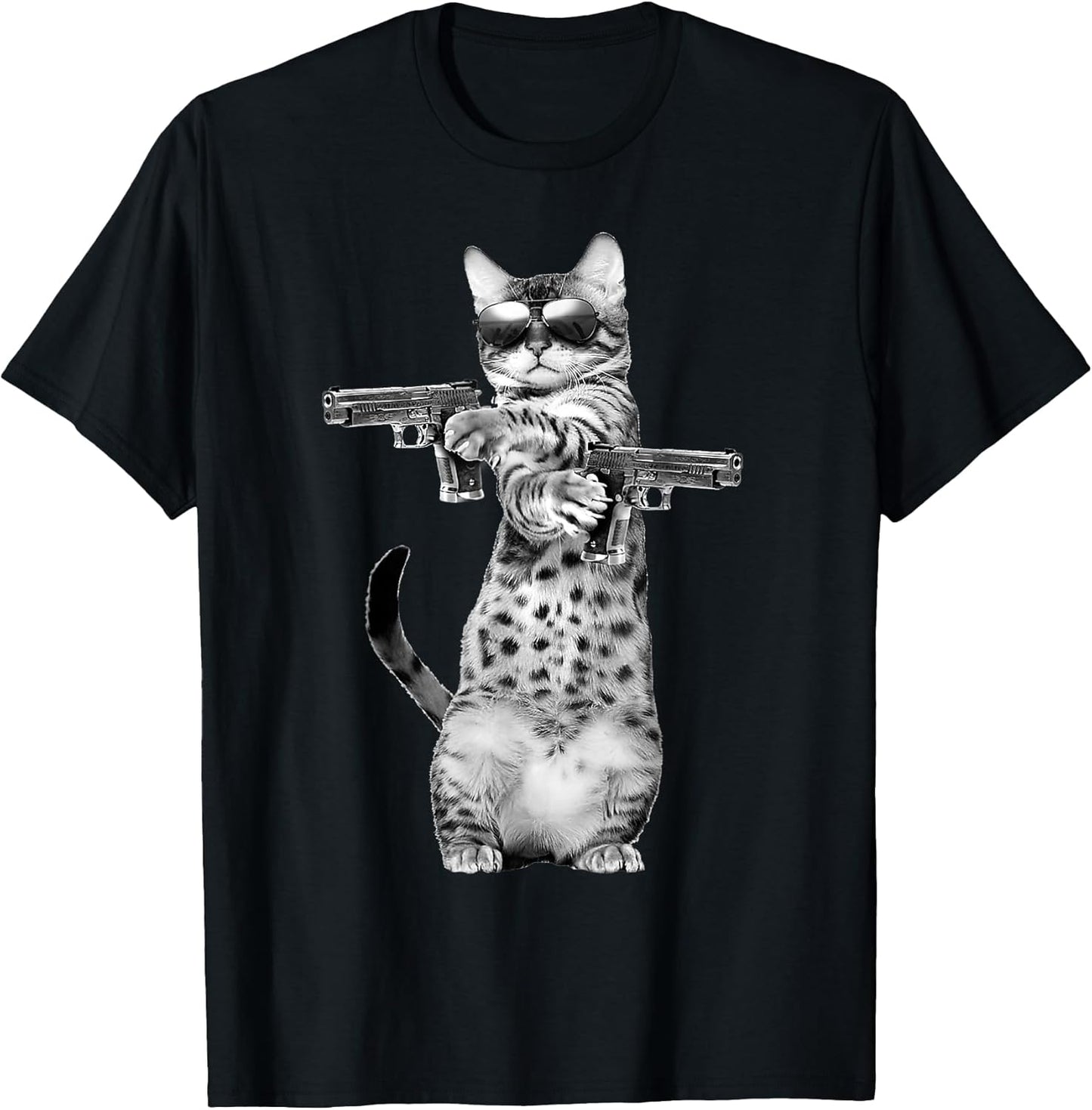 Funny Cat with Guns, Cats Lover T-Shirt
