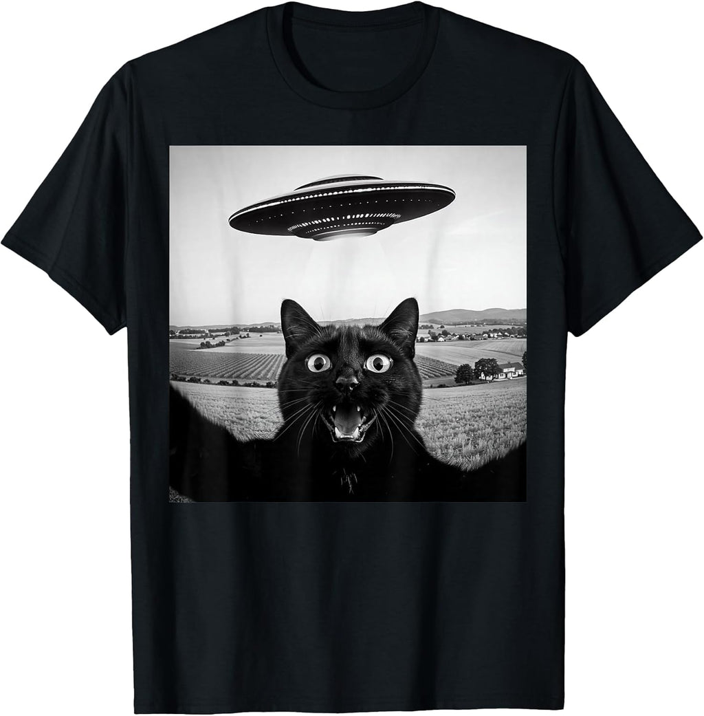 Black Cat Selfie Apparel Gifts Graphic Tee
