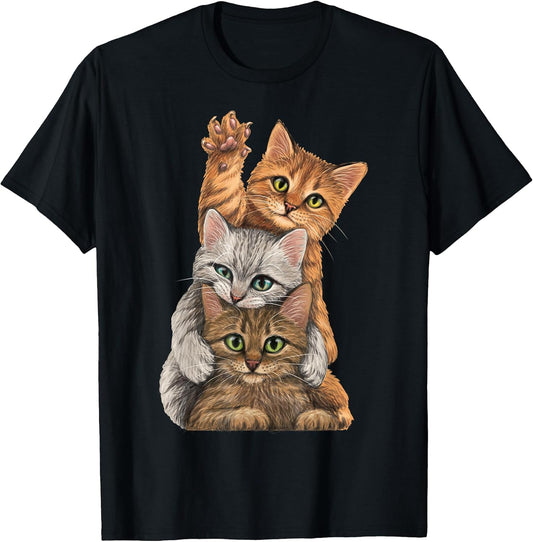Cute Little Cats Playing Build Wall for Lovers Kitty Kittens T-Shirt Small