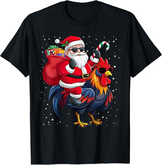Santa Claus Riding A Chicken Xmas Funny