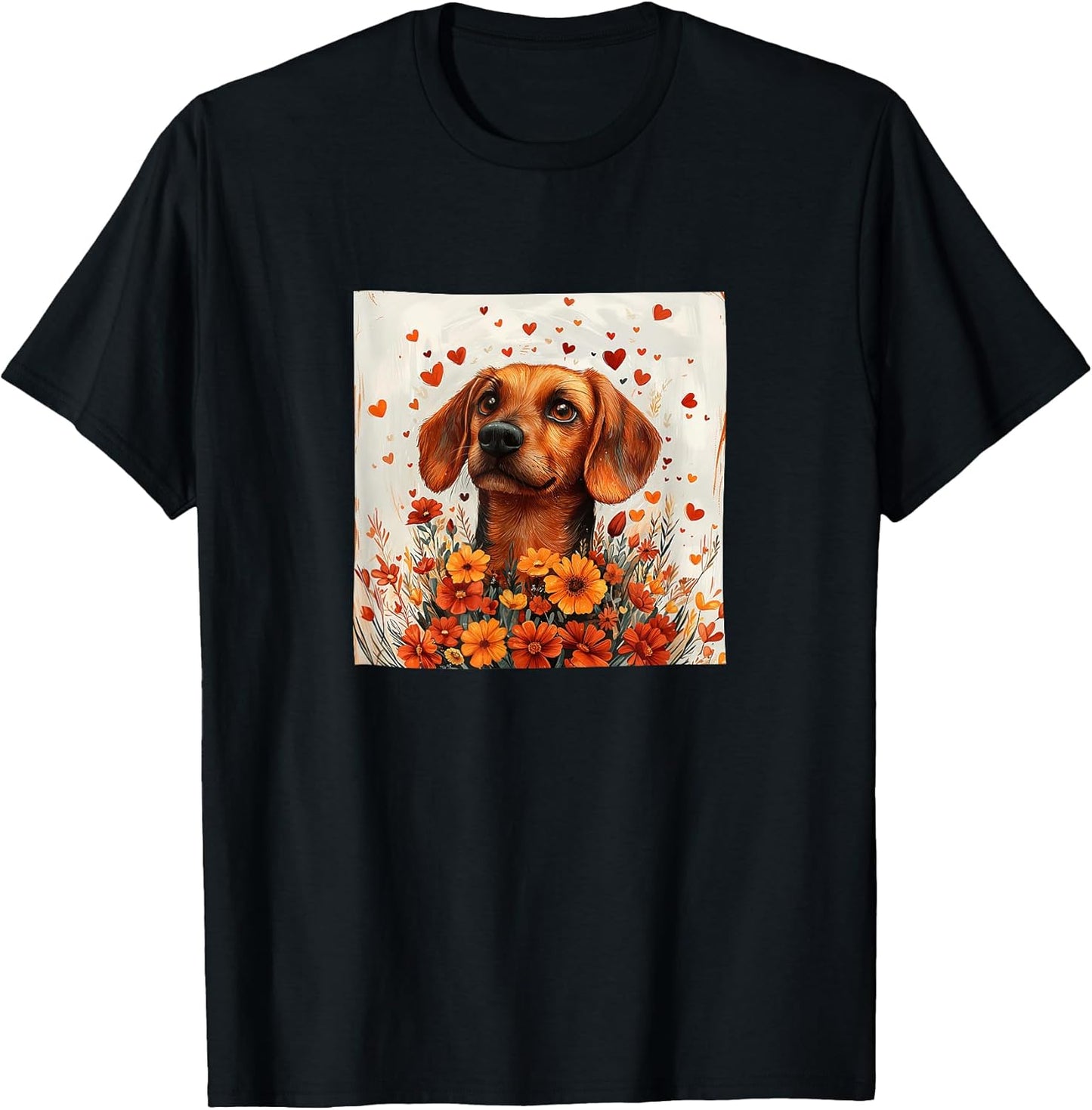 Dachshund Flowers With Hearts Around Boho Merch