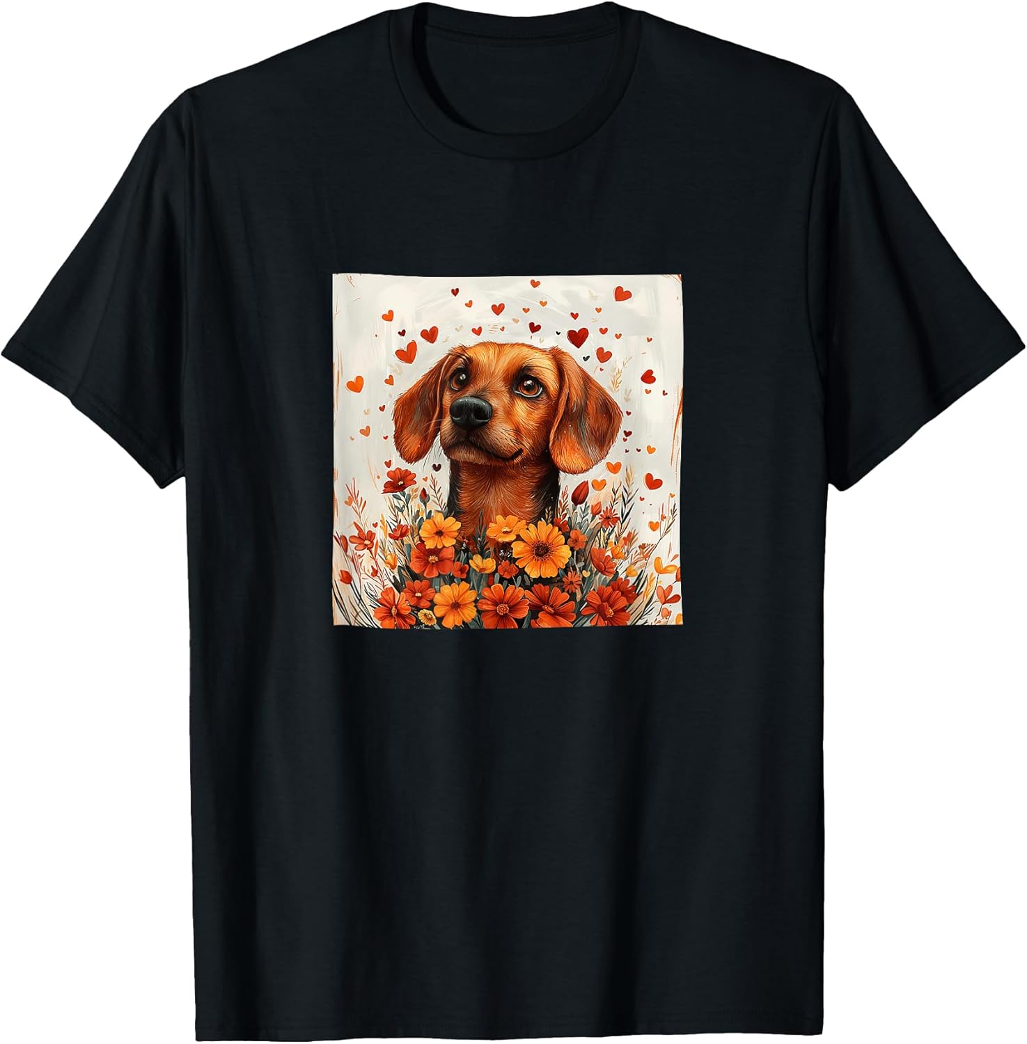 Dachshund Flowers With Hearts Around Boho Merch