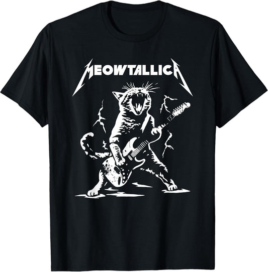 Meowtallica Funny Cat Kitten Lovers Playing Guitar T-Shirt