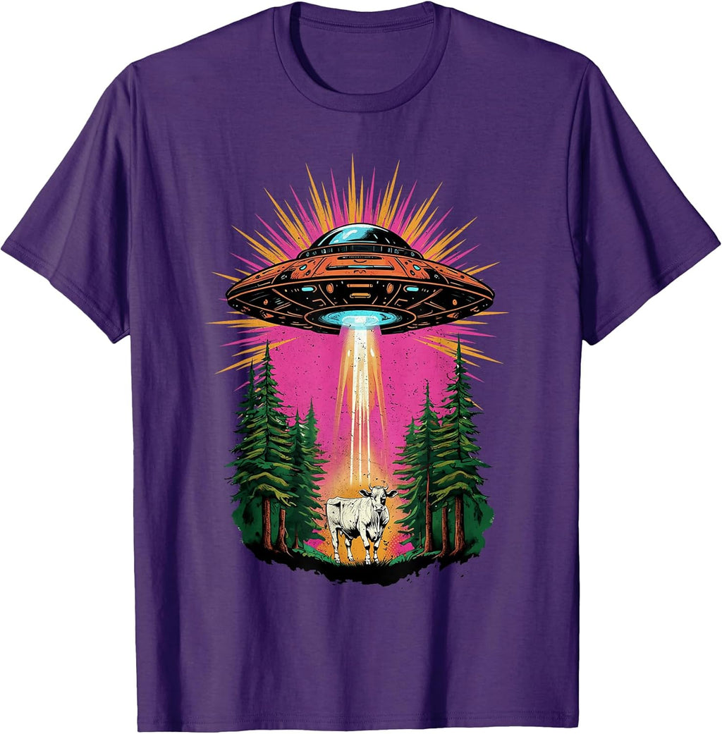Vintage UFO Cow Abduction Alien Funny Xmas Shirt