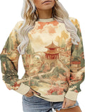 Fall Long Sleeve Shirts for Women Novelty Landscape Print Sweatshirts Loose Casual Lightweight Graphic Shirts