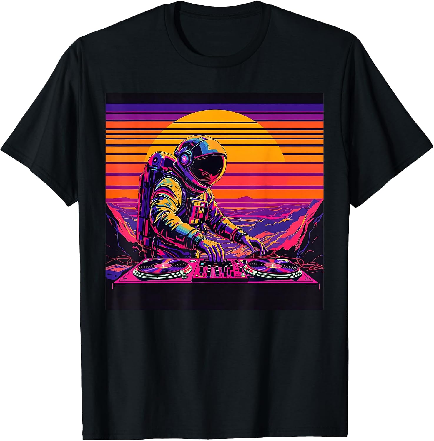 EDM Astronaut Vintage Sunset Graphic Art