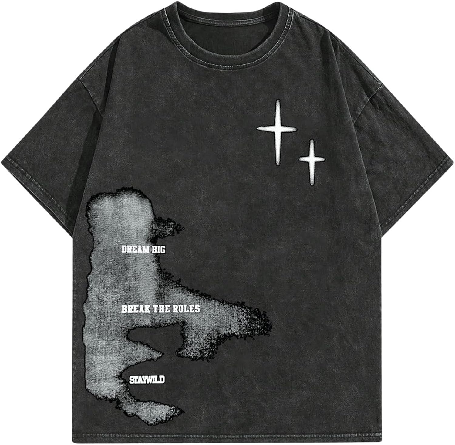 Men's Letter Graphic Drop Shoulder T Shirts Casual Round Neck Tee Top