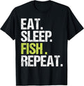 Eat Sleep Fish Repeat Shirt Fishing Fisherman Gift
