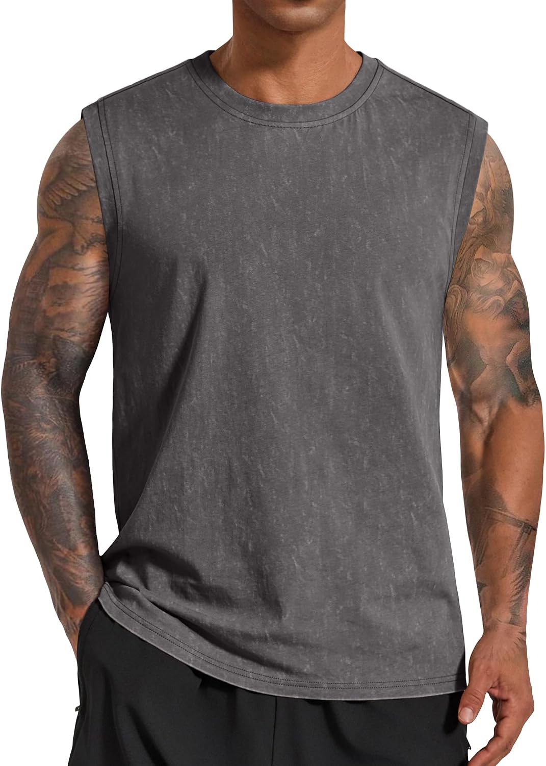 Men's Sleeveless Shirts Cotton Workout Tank Tops Muscle Cut Off Shirt Summer Beach Casual Oversized Washed Tee