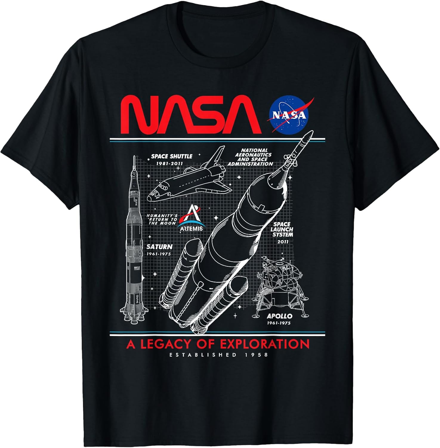 NASA Space Schematic Artemis Mission White