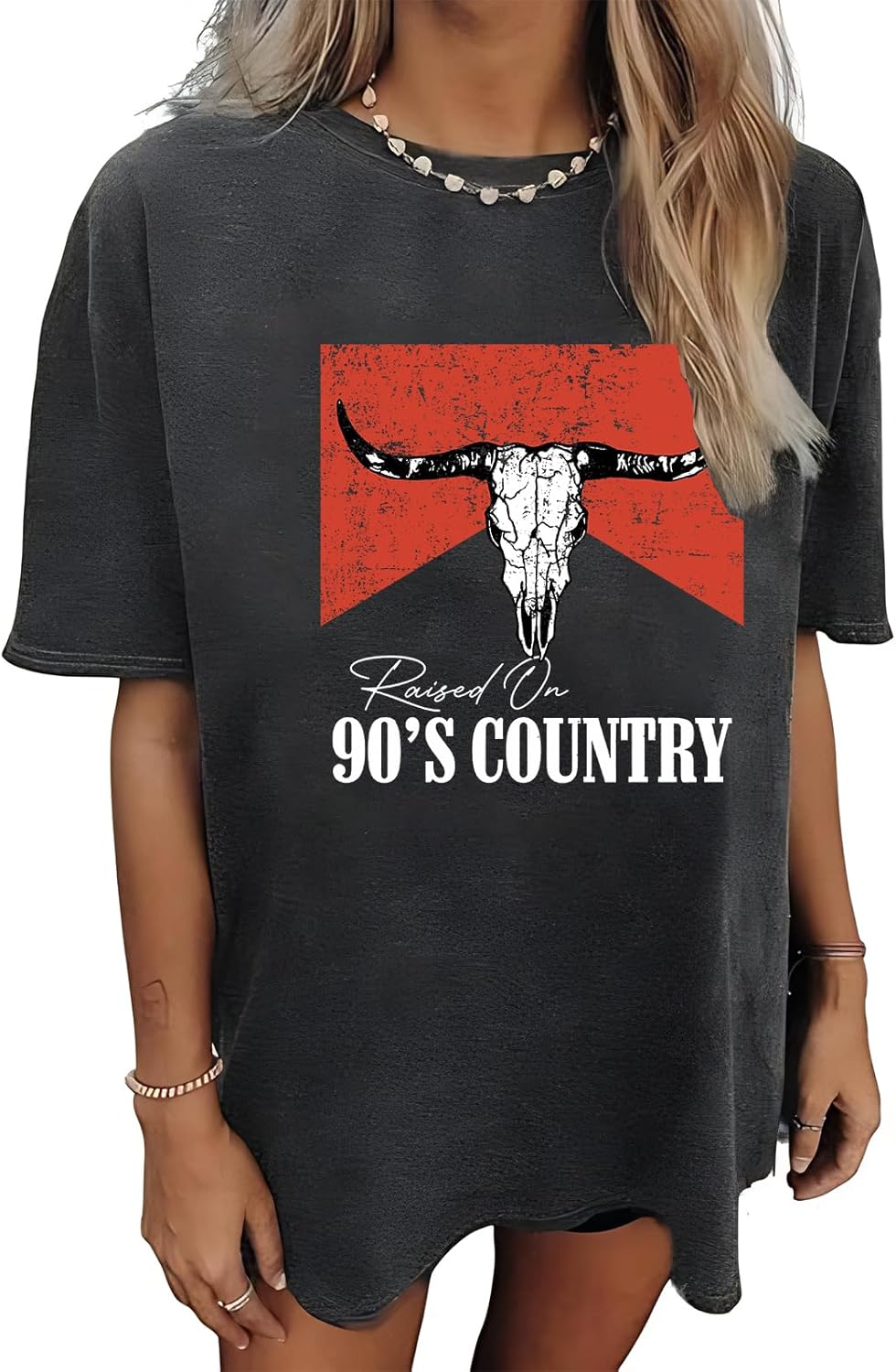 Oversized 90s Country Shirts for Women Raised On 90’S Country Shirt Country Music Tshirt Rock Band Vintage Tee Tops