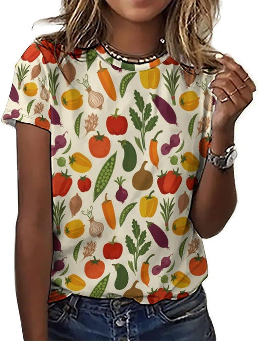 Women's Fashion Short Sleeve T-Shirts Classic Graphic Tees Tops