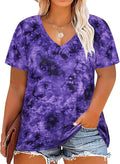 Plus Size Tops for Women Oversized Summer Basic V Neck Short Sleeve Henley Shirt Casual Tunic Shirts XL-5XL