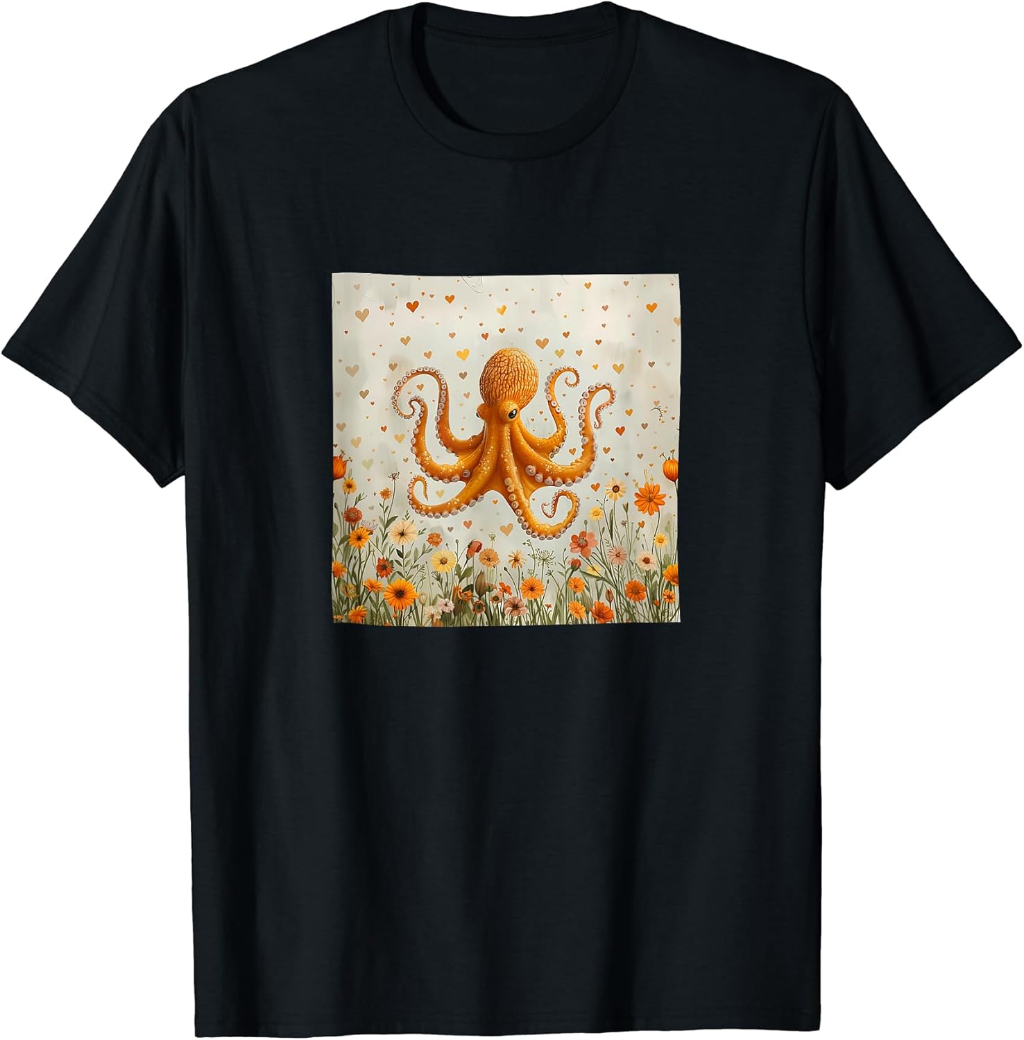 Octopus Flowers With Hearts Around Boho Merch