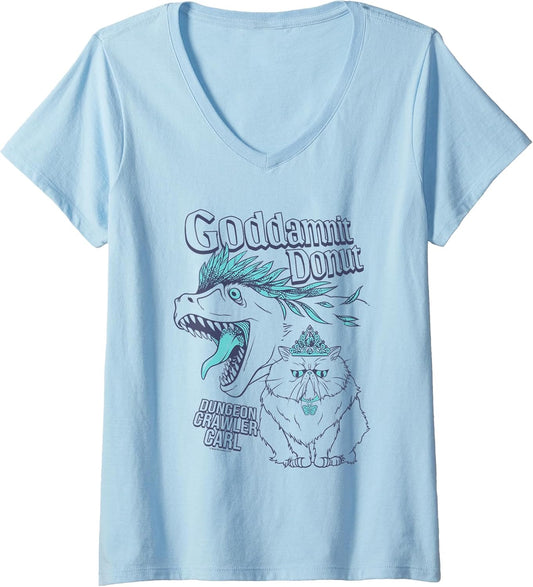 Women's Dungeon Crawler Carl Princess Donut and Mongo Drawing Book V-Neck T-Shirt