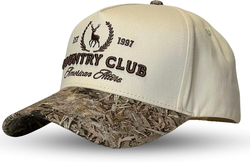 Vintage Western Trucker Hat | Men & Women | Country Cute Caps for Cowgirls Cowboys | Camo Denim Embroidered Cotton | Snapback