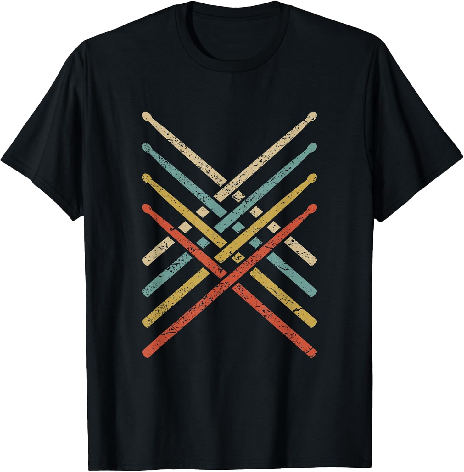 Retro Vintage Drummer 70s 80s Distressed Drum Sticks T-Shirt