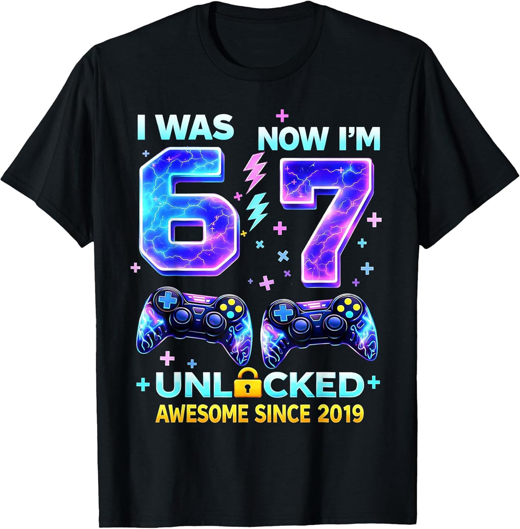 I was 6 Now I’m 7 Gamer Boy Birthday Boys Gifts for Men Kids T-Shirt