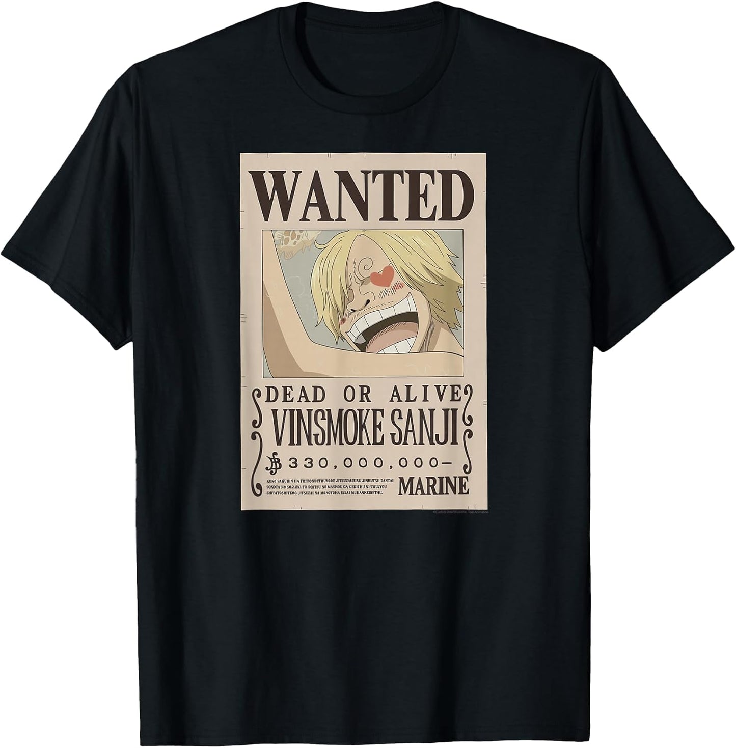 Anime Vinsmoke Sanji Wanted Poster T-Shirt