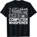 Unisex-Kids and Adults Black Modern Casual Gaming Computer Whisperer T-Shirt