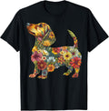 Floral Dachshund Cute Pet Dog Animal Lover Doxie Mama Women T-Shirt