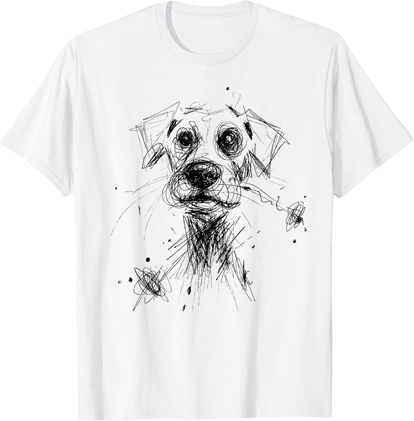 Dog Sketch Line Art Lover Abstract Scribble Art Puppy T-Shirt